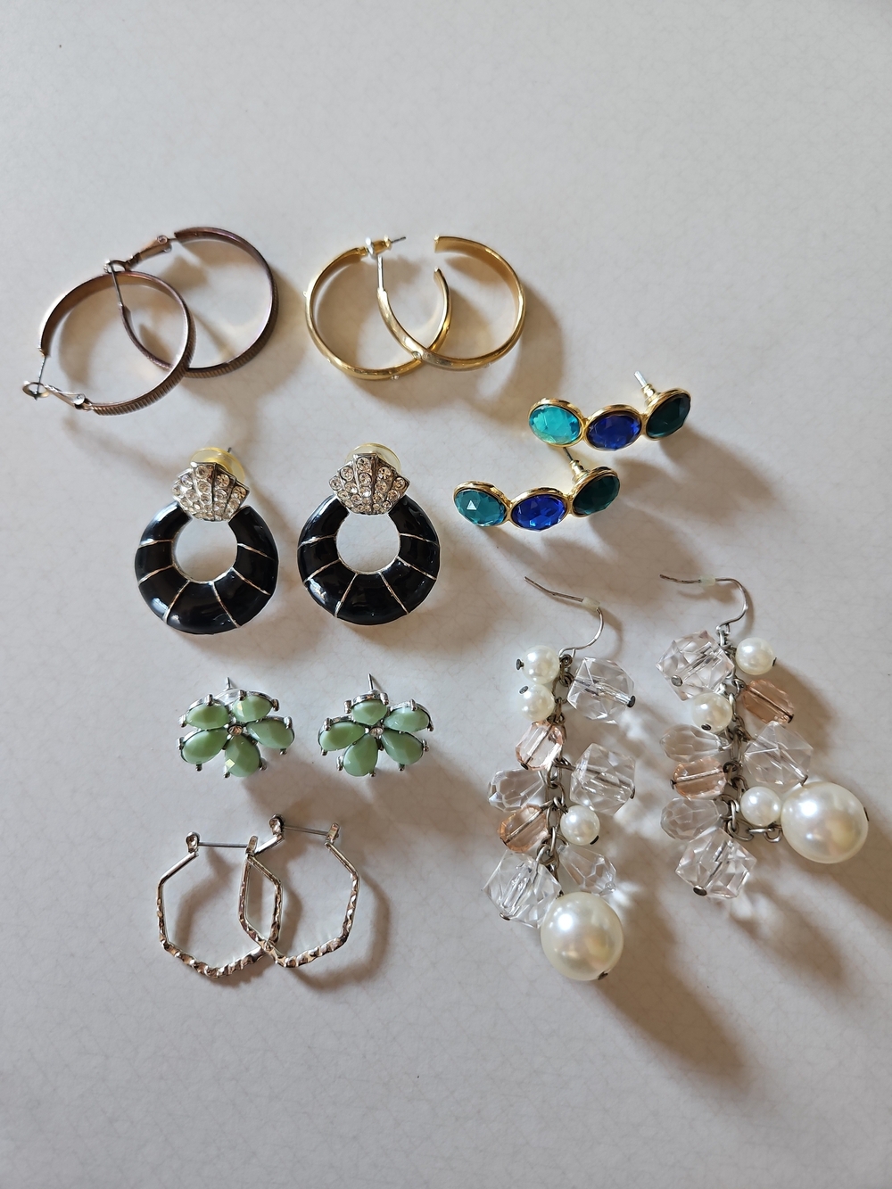 Assorted Women's Earrings Set - Hoop, Stud, Dangle 7 Sets